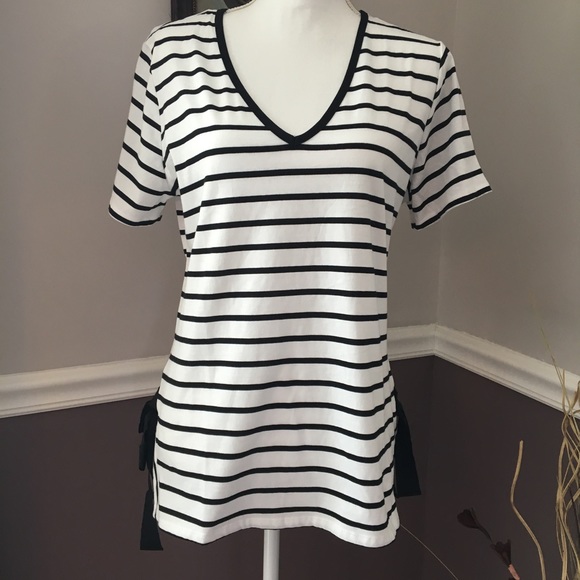 Joe Fresh Striped Shirt with Side Bows Size Large - Picture 1 of 6